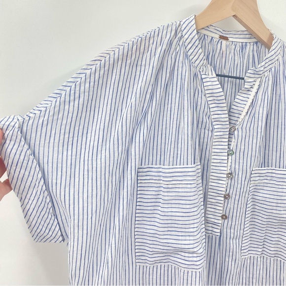 Free People Blue and White Striped Oversized Tunic Small - Picture 3 of 6